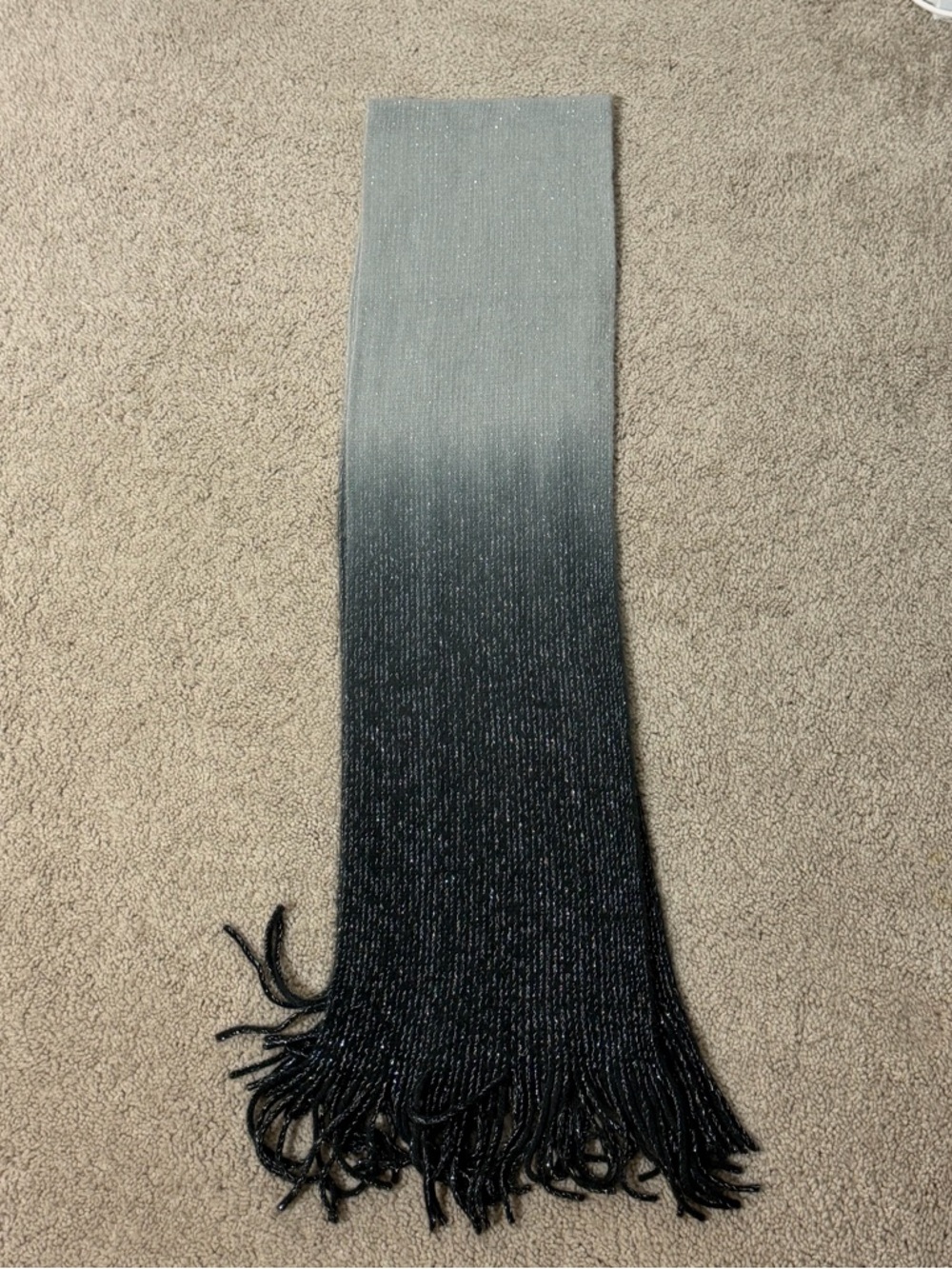 Ombre Shimmer Knit Scarf Long Fringe Wrap